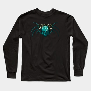 Blue Virgo Skull and Virgin Wing Bones - Zodiac Astrology Long Sleeve T-Shirt